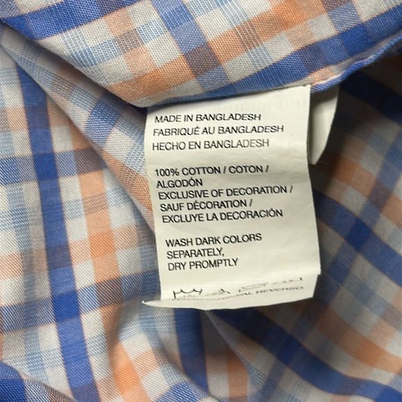 Men's Izod Long Sleeve Blue and Orange Plaid Button Down Shirt Size XL - Picture 8 of 10